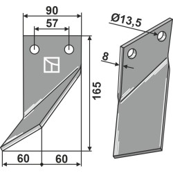 Dent rotative 210x90mm, gauche - Rota Dairon - 450.1004