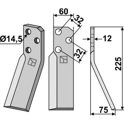 Dent rotative 225x60mm, droit - Renter L.M.T. - RTG