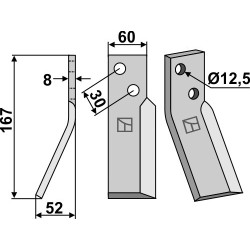 Dent rotative 167x60mm, gauche - Renter L.M.T. - RL