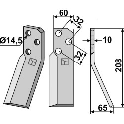 Dent rotative 208x60mm, droit - Renter L.M.T. - RTP-RTX