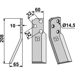Dent rotative 208x60mm, gauche - Renter L.M.T. - RTP-RTX
