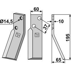 Dent rotative 195x60mm, droit - Renter L.M.T. - RTM-RTO
