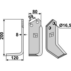 Couteau 200x80mm, gauche - Rabe - 8415.42.02