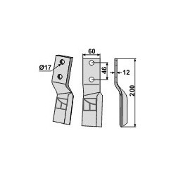 Dent rotative 200x60mm, droit - Perugini