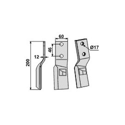 Dent rotative 200x60mm, gauche - Perugini