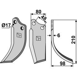 Couteau 210x80mm, droit - Agromet - 150020020