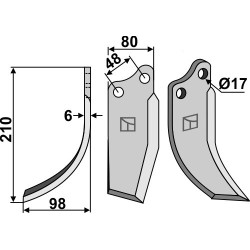 Couteau 210x80mm, gauche - Agromet - 150002001