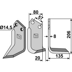 Couteau 206x80mm, droit - Pegoraro - 5378