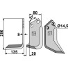 Couteau 206x80mm, gauche - Pegoraro - 5379