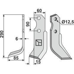 Couteau 290x60mm, gauche - Pegoraro - TL 3300/1