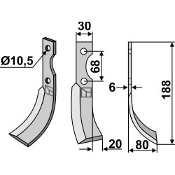 Couteau 188x30mm, droit - Pasquali - 532 - 532211
