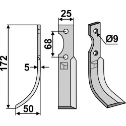 Couteau 172x25mm, gauche - Pasquali - 532 - 500161