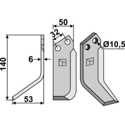 Couteau 140x50mm, gauche - Pasquali - 591-F901 (HP6) - 500096