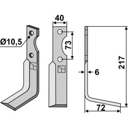 Couteau 217x40mm, droit - Pasbo - G11-14-72-83-84