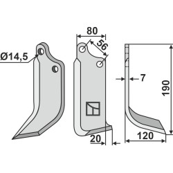 Couteau 190x80mm, droit - Ortolan