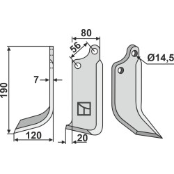 Couteau 190x80mm, gauche - Ortolan