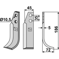 Couteau 186x45mm, droit - Nibbi Decimo