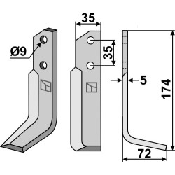Couteau 174x35mm, droit - Nibbi Decimo