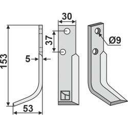 Couteau 153x30mm, gauche - Nibbi Bruno