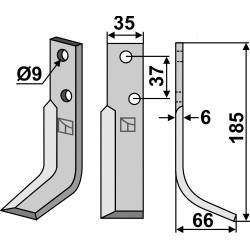 Couteau 185x35mm, droit - Nibbi Bruno - EN.T.519