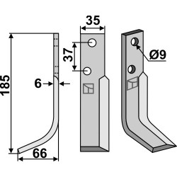 Couteau 185x35mm, gauche - Nibbi Bruno - EN.T519