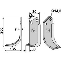 Couteau 200x80mm, gauche - Nardi - 8CS5013