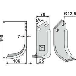 Couteau 190x70mm, gauche - Nardi - 6CS5009