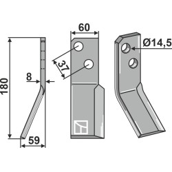 Dent rotative 180x60mm, gauche - Massano