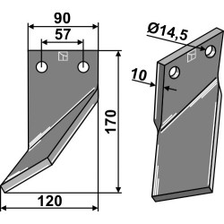 Dent rotative 170x90mm, gauche - Massano