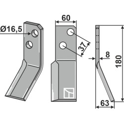 Dent rotative 180x60mm, droit - Massano