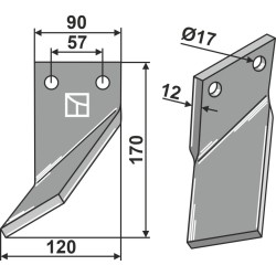 Dent rotative 170x90mm, gauche - Massano