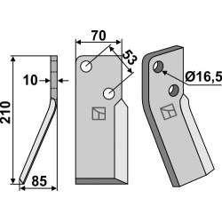 Dent rotative 210x70mm, gauche - Massano