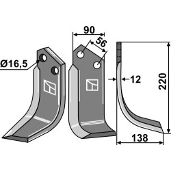 Couteau 220x90mm, droit - Maschio / Gaspardo - 9400414