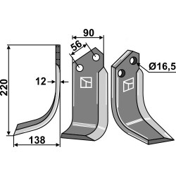 Couteau 220x90mm, gauche - Maschio / Gaspardo - 9400415