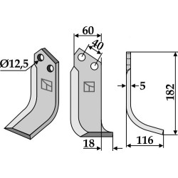 Couteau 182x60mm, droit - Maschio / Gaspardo - 73100404