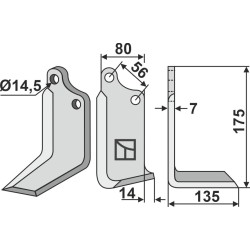 Couteau 175x80mm, droit - Maschio / Gaspardo - 2108430