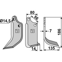 Couteau 186x80mm, droit - Maschio / Gaspardo - 2108432