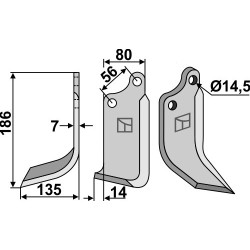 Couteau 186x80mm, gauche - Maschio / Gaspardo - 2108433