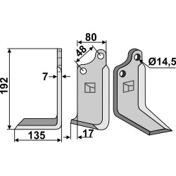 Couteau 192x80mm, gauche - Maschio / Gaspardo - 29100408
