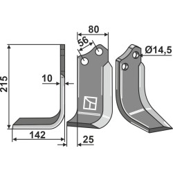 Couteau 215x80mm, gauche - Maschio / Gaspardo