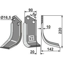 Couteau 220x90mm, droit - Maschio / Gaspardo - 9400414