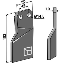 Dent rotative 182x80mm, droit - Maschio / Gaspardo