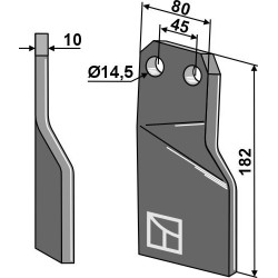 Dent rotative 182x80mm, gauche - Maschio / Gaspardo
