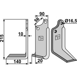Couteau 215x90mm, gauche - Maschio / Gaspardo - M09400419