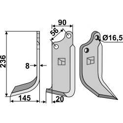 Couteau 236x90mm, gauche - Maschio / Gaspardo - 24100407