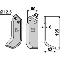 Couteau 195x60mm, droit - Maschio / Gaspardo - 566103