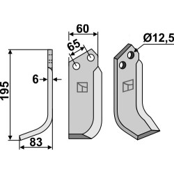 Couteau 195x60mm, gauche - Maschio / Gaspardo - 566153