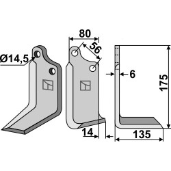 Couteau 175x80mm, droit - Maschio / Gaspardo - 2108430
