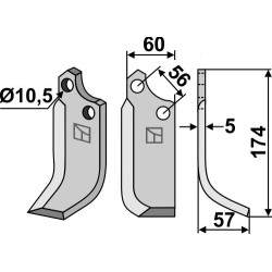 Couteau 174x60mm, droit - Maschio / Gaspardo - 21100412