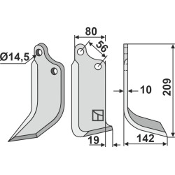 Couteau 209x80mm, droit - Maschio / Gaspardo - 13100418